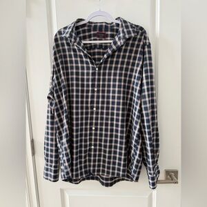 UNTUCKit Men’s Long Sleeve button down Navy Plaid dress shirt XXL